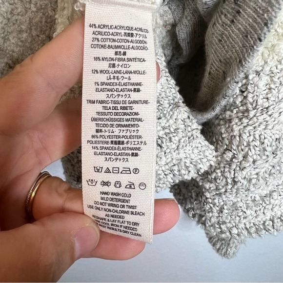 FREE PEOPLE Oatmeal Counting Sheep Sherpa Suede Jacket sz XS/S - Picture 10 of 10